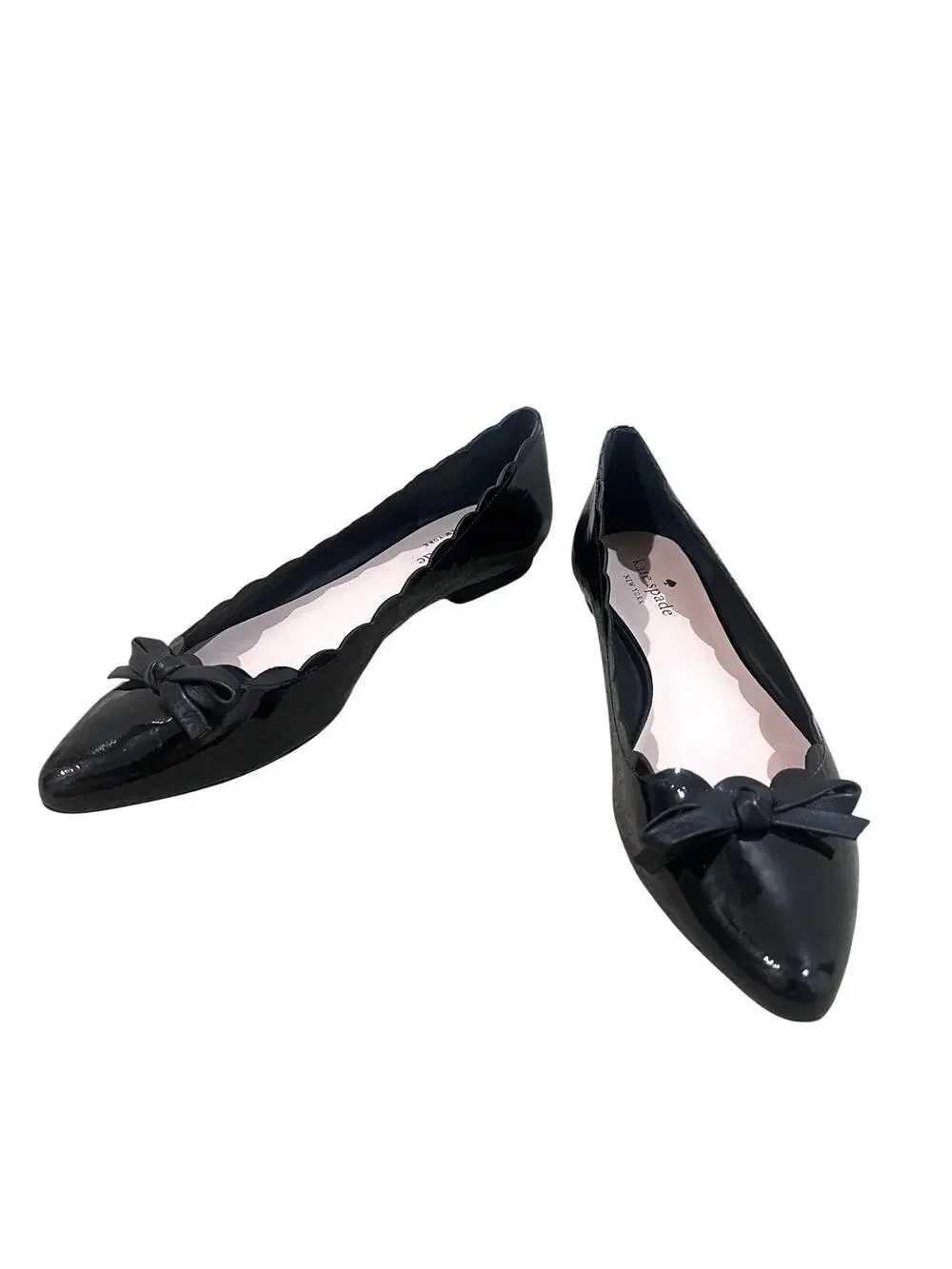 Kate Spade Shoes Womens Size 7.5M Black Patent Ballet Flats Bow Pointed Toe